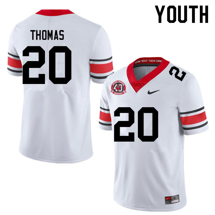 Youth #20 JaCorey Thomas Georgia Bulldogs College Football Jerseys Sale-40th Anniversary